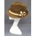 Fedora Straw Hat w/ Flower Corsage - Brown - HT-1186BR
